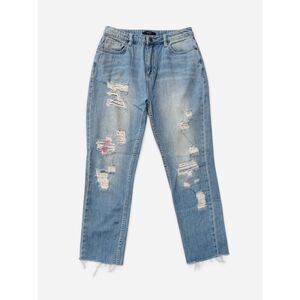 Forever 21 Curvy Straight Leg Distressed Jeans Light Wash Denim Size 27 Ripped